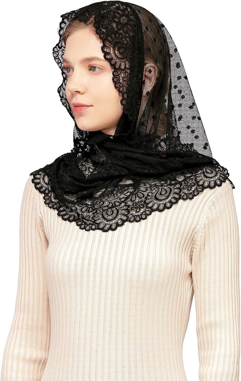 Wgior Triangle Vintage Inspired Lace Chapel Veils Catholic Mass Head Covering Scarf Mantilla Veils for Church - Image 3